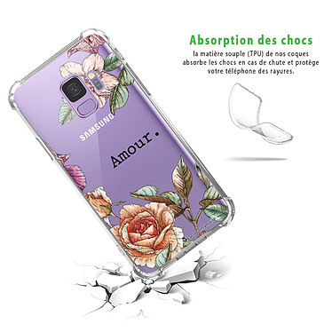 Avis LaCoqueFrançaise Coque Samsung Galaxy S9 anti-choc souple angles renforcés transparente Motif Amour en fleurs