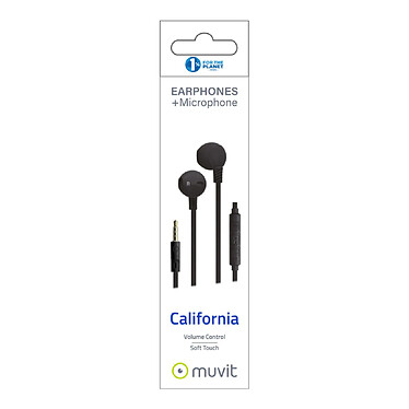 Avis Muvit Écouteurs Jack California Câble Plat avec Micro et Boutons de Contrôle de Volume Noir
