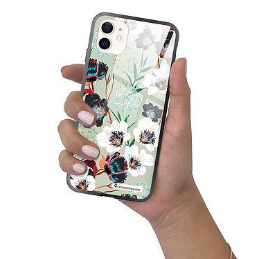 Acheter LaCoqueFrançaise Coque iPhone 12 Mini Coque Soft Touch Glossy Fleurs vert d'eau Design