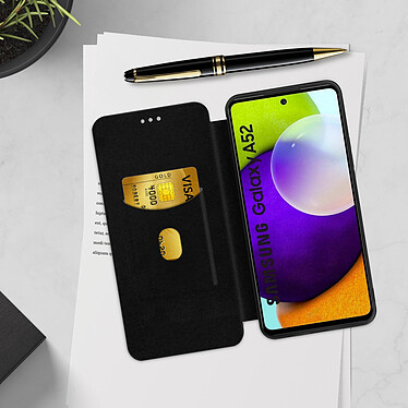Acheter Avizar Housse Samsung A52 et A52s Clapet Porte-carte Dragonne Effet Carbone noir
