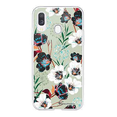 LaCoqueFrançaise Coque Samsung Galaxy A20e 360 intégrale transparente Motif Fleurs vert d'eau Tendance