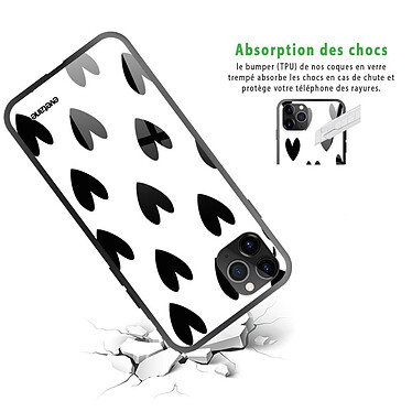 Avis Evetane Coque en verre trempé iPhone 11 Pro Coeurs Noirs