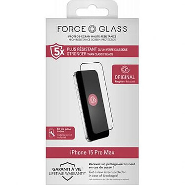 Force Glass Protection d'écran pour iPhone 15 Pro Max en Verre Organique 2.5D Original Transparent pas cher