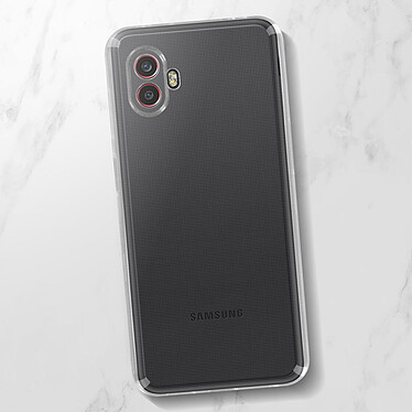 Avizar Coque pour Samsung Galaxy Xcover 6 Pro Silicone Souple et Film Verre Trempé 9H  transparent contour noir pas cher