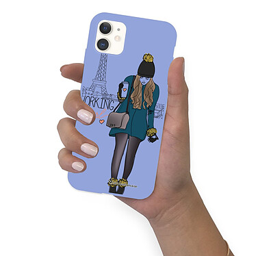 LaCoqueFrançaise Coque iPhone 11 Silicone Liquide Douce lilas Working girl pas cher