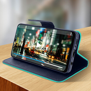 Acheter Avizar Étui Galaxy A30 Rangement carte Stand Vidéo Fancy Style Vert d'eau et Bleu Nuit