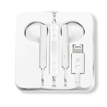 Avizar Écouteurs pour iPhone Lightning Filaires Kit Mains Libres Télécommande Micro Blanc