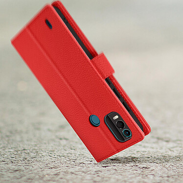Avizar Etui pour Nokia C21 Plus avec Support Vidéo et Portefeuille  Rouge pas cher