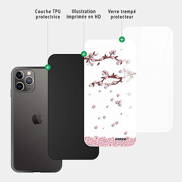 Acheter Evetane Coque en verre trempé iPhone 11 Pro Max Chute De Fleurs