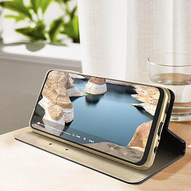 Acheter Avizar Étui pour Samsung Galaxy A13 5G et A04s Clapet Portefeuille et Support Vidéo avec Languette Magnétique  Noir Et Or