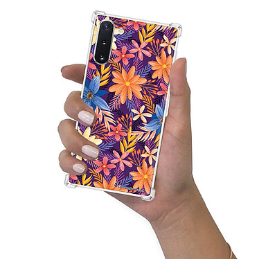 LaCoqueFrançaise Coque Samsung Galaxy Note 10 anti-choc souple angles renforcés transparente Motif Fleurs violettes et oranges pas cher
