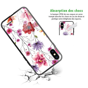 Avis Evetane Coque en verre trempé iPhone Xs Max Fleurs Multicolores