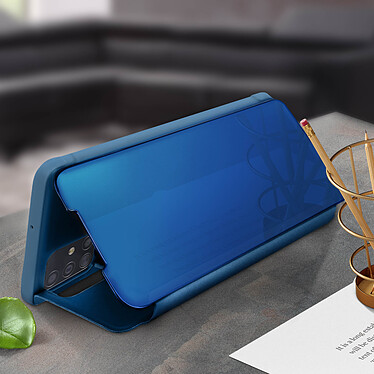 Avis Avizar Housse Samsung Galaxy A71 Clapet Effet Miroir Support Vidéo Bleu