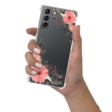 Evetane Coque Samsung Galaxy S21 5G anti-choc souple angles renforcés transparente Motif Fleurs roses pas cher