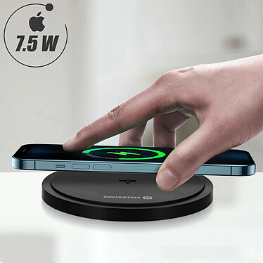 Swissten Chargeur Induction QI Universel 15W / 10W / 7.5W Charge Rapide  Noir pas cher