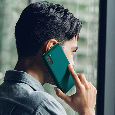 Avis Avizar Étui Galaxy Note 10 Chromé Strié Clapet Translucide Rigide Fin Léger - vert