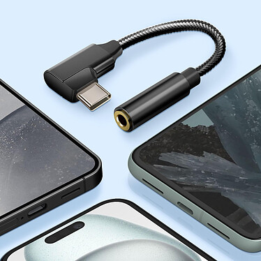 Avizar Adaptateur Audio USB-C vers Jack 3.5mm femelle Design Coudé Longueur 12cm  Noir pas cher