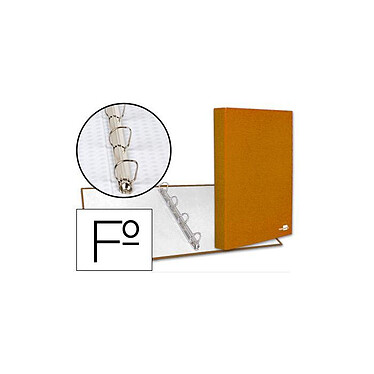 LIDERPAPEL Classeur 4 anneaux ronds 25mm a4+ carton rembordé paper coat coloris orange