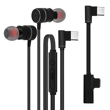Avizar Écouteurs Gaming Filaires USB Type C Intra-auriculaires Magnétiques Noir