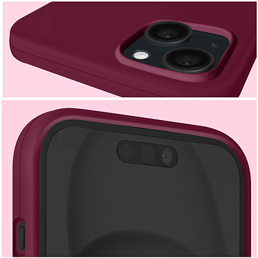 Acheter Moxie Coque pour iPhone 15 Semi-rigide Intérieur Microfibre Bords Surélevés Carmin