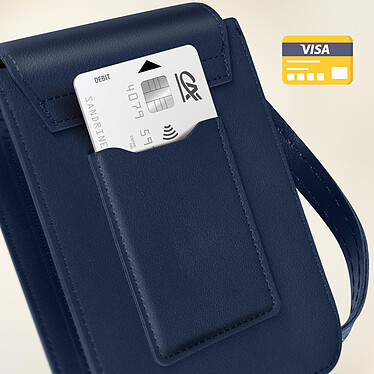 Avis Avizar Pochette Bandoulière Smartphone avec Rangement carte Sangle 135cm  bleu nuit