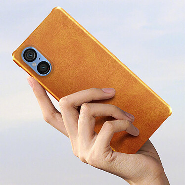 Avis Avizar Coque pour Sony Xperia 5 V Rigide revêtement Simili Cuir  Orange