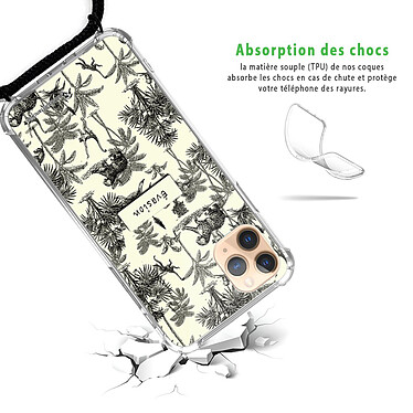 Avis LaCoqueFrançaise Coque cordon iPhone 11 Pro noir Dessin Botanic Evasion
