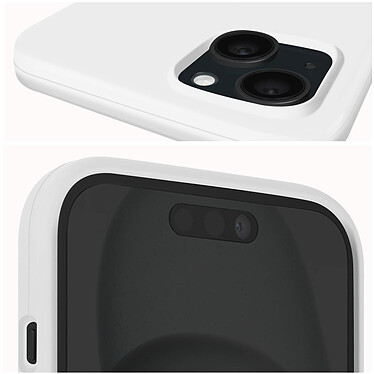 Acheter Moxie Coque pour iPhone 15 Semi-rigide Intérieur Microfibre Bords Surélevés Blanc