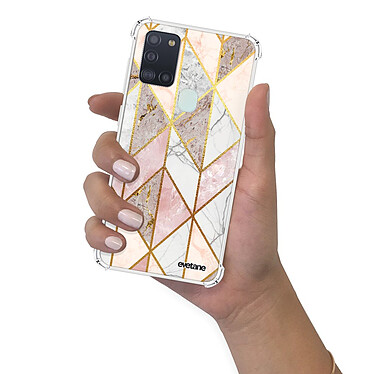 Evetane Coque Samsung Galaxy A21S anti-choc souple angles renforcés transparente Motif Marbre Rose Losange pas cher