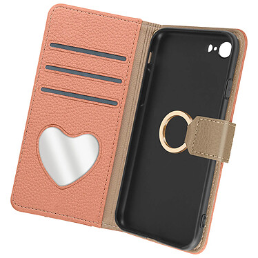 Avizar Étui Bandoulière pour iPhone SE 2022 et 2020 Clapet Pochette Zippée Abricot Crush