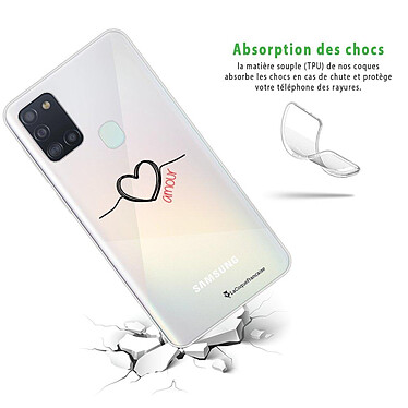 Avis LaCoqueFrançaise Coque Samsung Galaxy A21S 360 intégrale transparente Motif Coeur Noir Amour Tendance