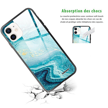 Avis Evetane Coque iPhone 12 Mini Coque Soft Touch Glossy Bleu Nacré Marbre Design