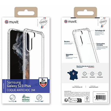 Avis Muvit Coque pour Samsung Galaxy S23 Plus RENFORCEE ANTICHOC 3M Transparent