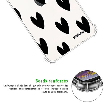 Acheter Evetane Coque iPhone 12 mini anti-choc souple angles renforcés transparente Motif Coeurs Noirs