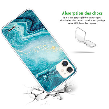 Avis Evetane Coque iPhone 11 silicone transparente Motif Bleu Nacré Marbre ultra resistant