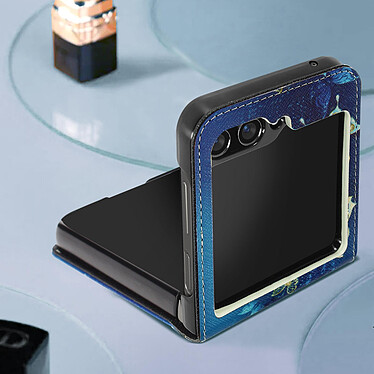 Acheter Avizar Coque Papillon pour Samsung Galaxy Z Flip 5 Rigide revêtement simili cuir  Bleu