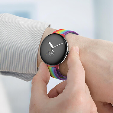 Acheter Avizar Bracelet pour Google Pixel Watch Nylon Tissé arc en ciel Ajustable par Scratch