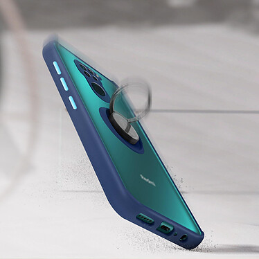 Avizar Coque Xiaomi Redmi Note 9 Bi-matière Bague Métallique Fonction Support bleu pas cher