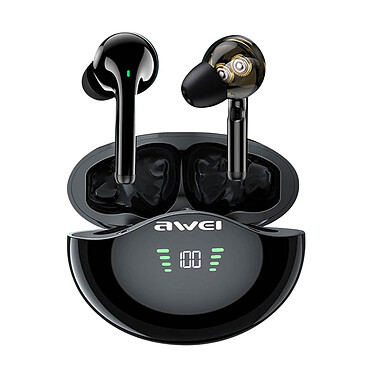 Écouteurs Bluetooth 5.3 Boîtier de Charge Contrôle Tactile Mode Gaming Awei Noir