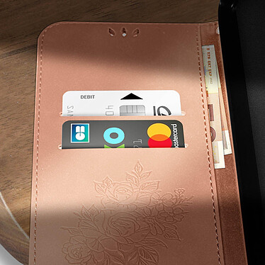 Acheter Avizar Étui Portefeuille pour Xiaomi Redmi 12C, Simili Cuir Motif Papillon Floral Rose