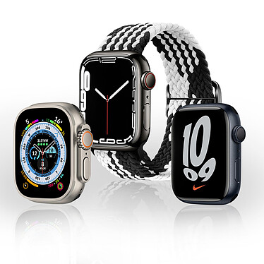 Avizar Bracelet pour Apple Watch 41mm et 40mm et 38 mm Nylon Tressé Ajustable par Boucle Métallique  blanc et noir pas cher
