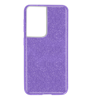 Avizar Coque Samsung S21 Ultra Paillette Amovible Silicone Semi-rigide violet