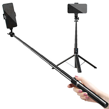 Avizar Perche à Selfie Bluetooth Fonction Trépied extensible 180cm Noir