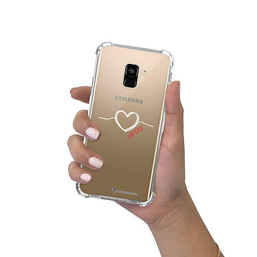 LaCoqueFrançaise Coque Samsung Galaxy A8 2018 anti-choc souple angles renforcés transparente Motif Coeur Blanc Amour pas cher
