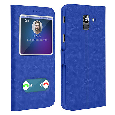 Avizar Etui folio Bleu à fenêtre pour Samsung Galaxy J6