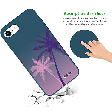 Avis Evetane Coque iPhone 7/8/ iPhone SE 2020 Silicone Liquide Douce bleu marine Palmiers et Dégradé
