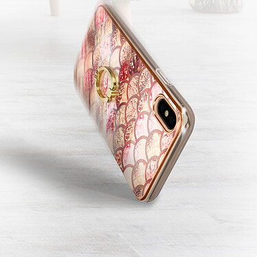 Acheter Avizar Coque iPhone XS Max Bi-matière avec Bague de Maintien Motif Écaille Rose
