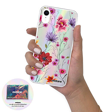 Acheter Evetane Coque iPhone XR silicone fond holographique Fleurs Multicolores Design