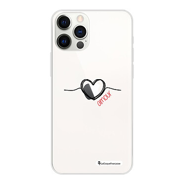LaCoqueFrançaise Coque iPhone 12/12 Pro silicone transparente Motif Coeur Noir Amour ultra resistant