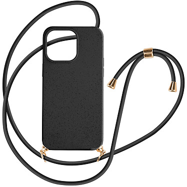 Avizar Coque cordon pour iPhone 15 Pro Silicone Recyclable  Noir